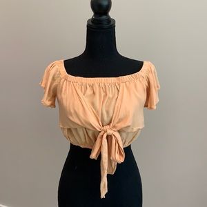Off the shoulder Crop top with tie front